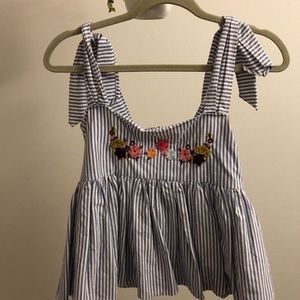 Zara pinstripe embroidered tank